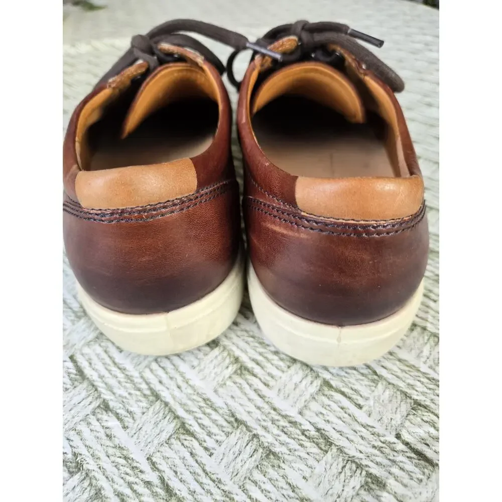 ECCO Soft 7 Brown Leather Men's EU 46 US 12 12.5 Low Top Sneakers Shoes